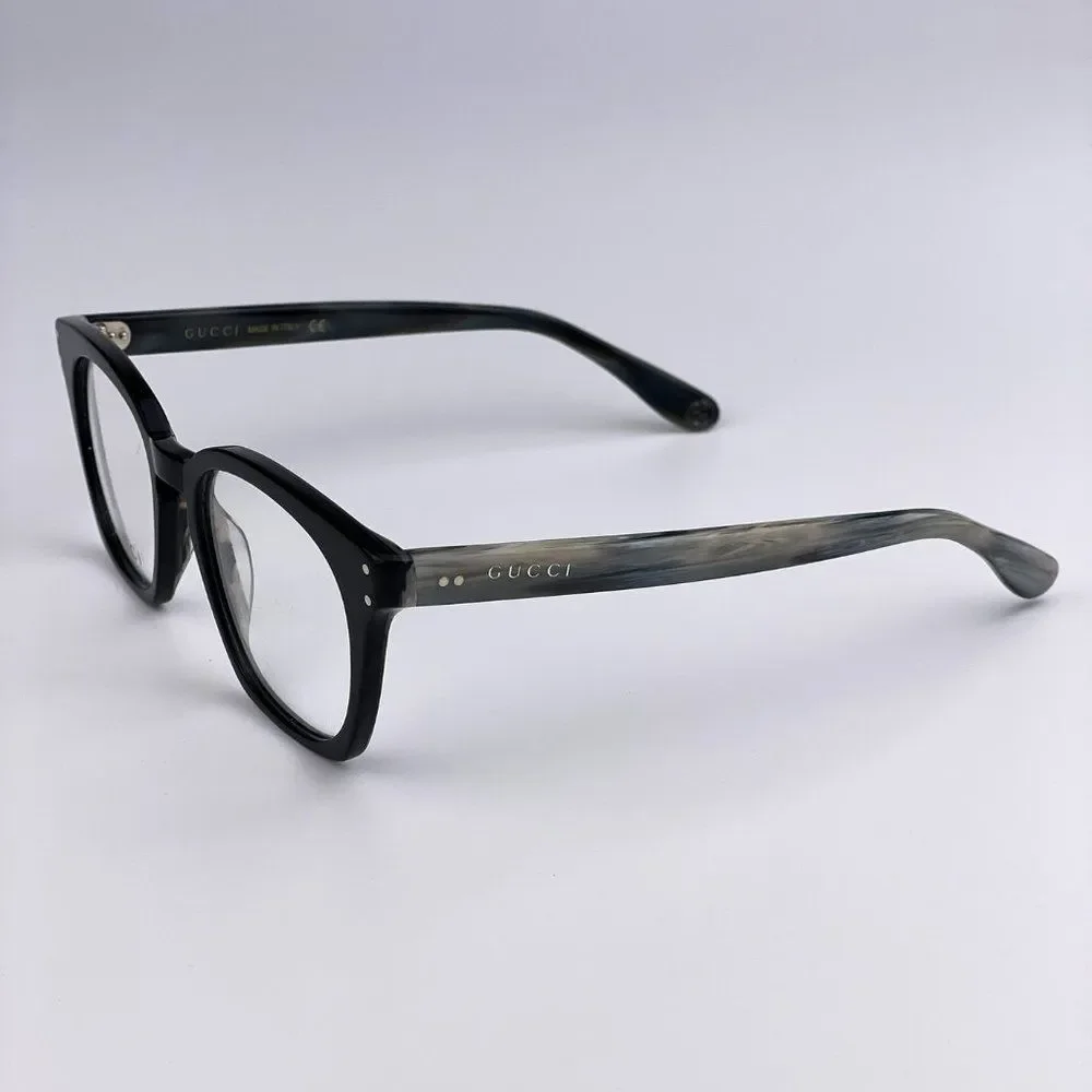 🔥 GUCCI Logo GG0572O 009 Eyeglasses Black Gray Square Unisex